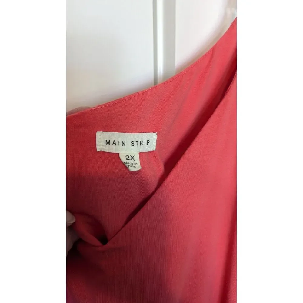 Main Strip Womens Maxi Dress Plus 2XL Paper Bag Waist Pink Orange Striped Black - Picture 3 of 8